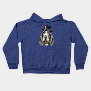 Basset Hound  in hat Kids Hoodie